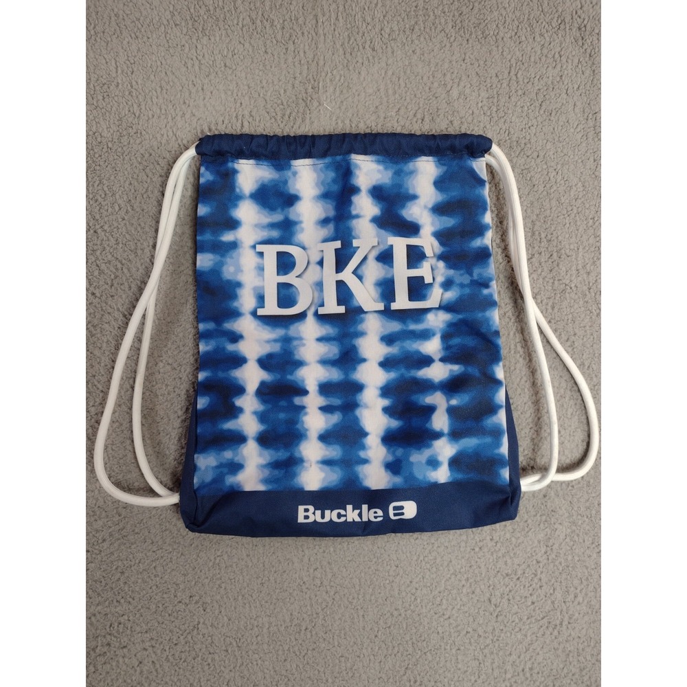 BKE Buckle‎ Drawstring Bag Blue White Logo Unisex  Backpack 13 x 17 NEW